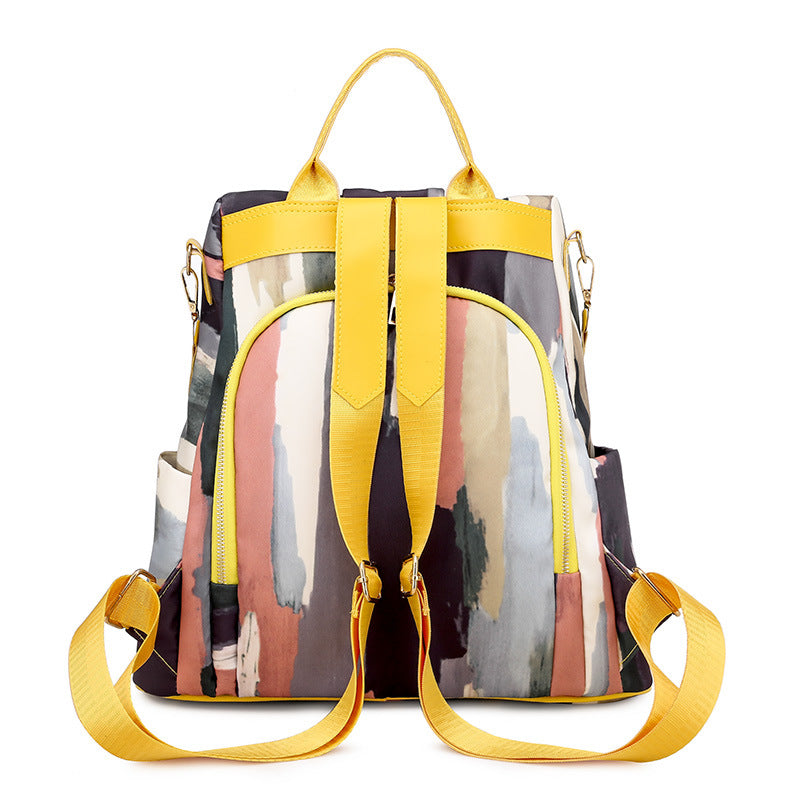 Women's Abstract Art Print Anti-Theft Backpack — Yellow 2