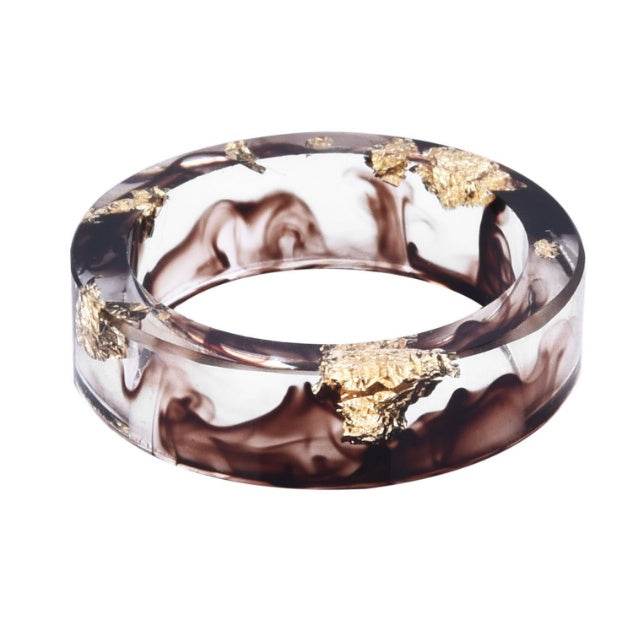 New dried flower resin ring Sen Xiao small handmade flower gold foil color Epoxy ring - EX-STOCK Canada