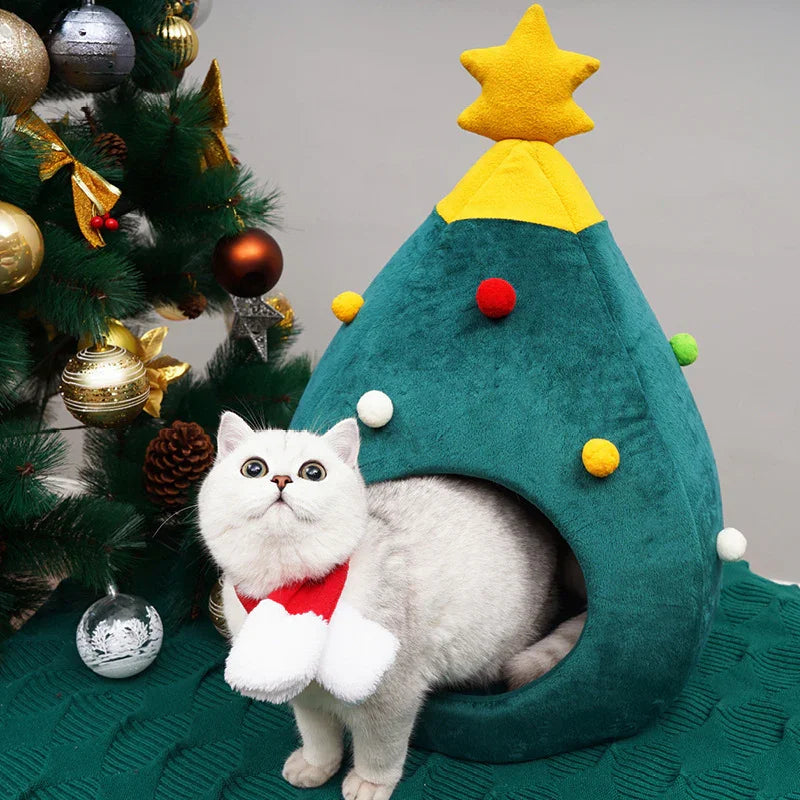 Letto per animali a forma di albero di Natale, nido invernale caldo per animali, casa per gatti, forniture per caniEX-STOCK Canada