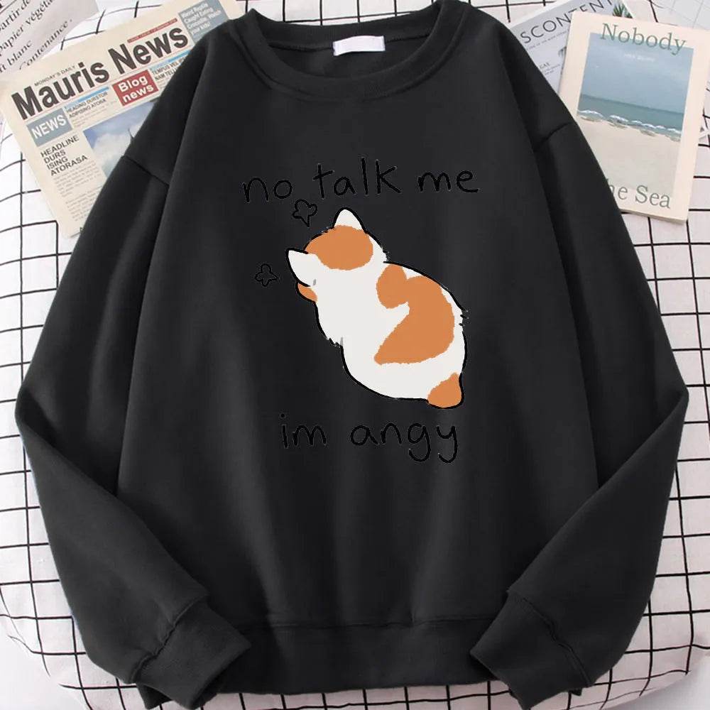 Women Chic Casual No Flattering Cat Print Crew Neck Sweatshirt - EX-STOCK Canada