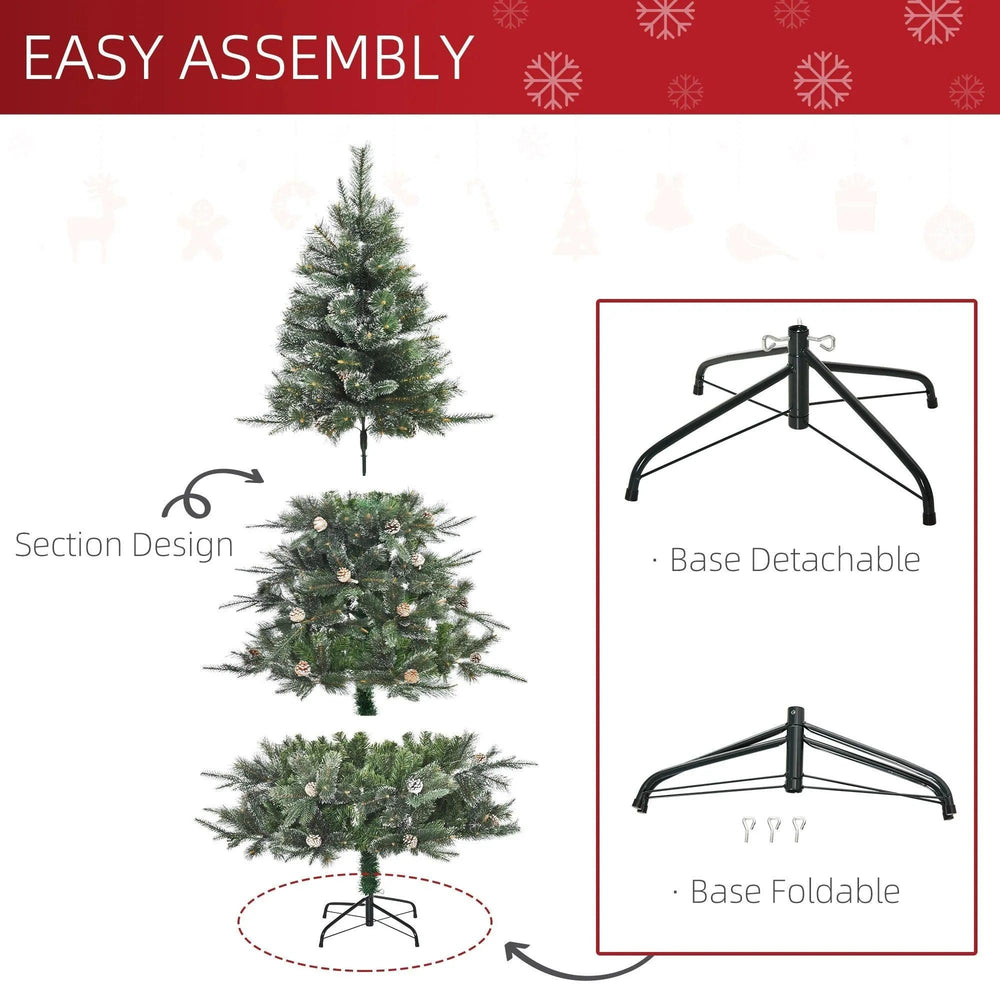 HOMCM 6FT Artificial Christmas Snow Pine Tree Holiday Home Xmas Decoration With Automatic Open, Pinecone, Green EX-STOCK Canada