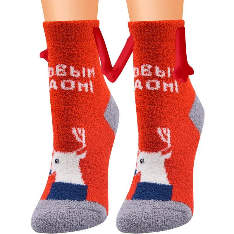Soft Carton Christmas-themed Fleece Winter Home socks for Women - EX-STOCK Canada