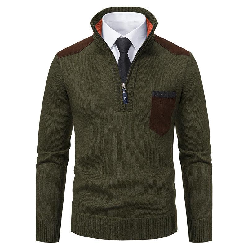 Pullover Men Sweater Thick Polo Shirts Korean Half Zipper Cold Blouse Stand Collar Autumn Winter Outerwear Luxury Cloth EX-STOCK Canada