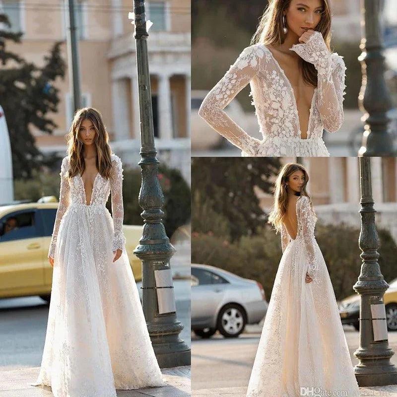 Women's Wedding Dress Lace Long Sleeve Dinner Party Gown EX-STOCK Canada