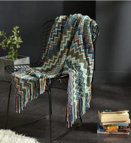 Fringed Knitted Small Blanket Napping Blanket Sofa Blanket EX-STOCK Canada