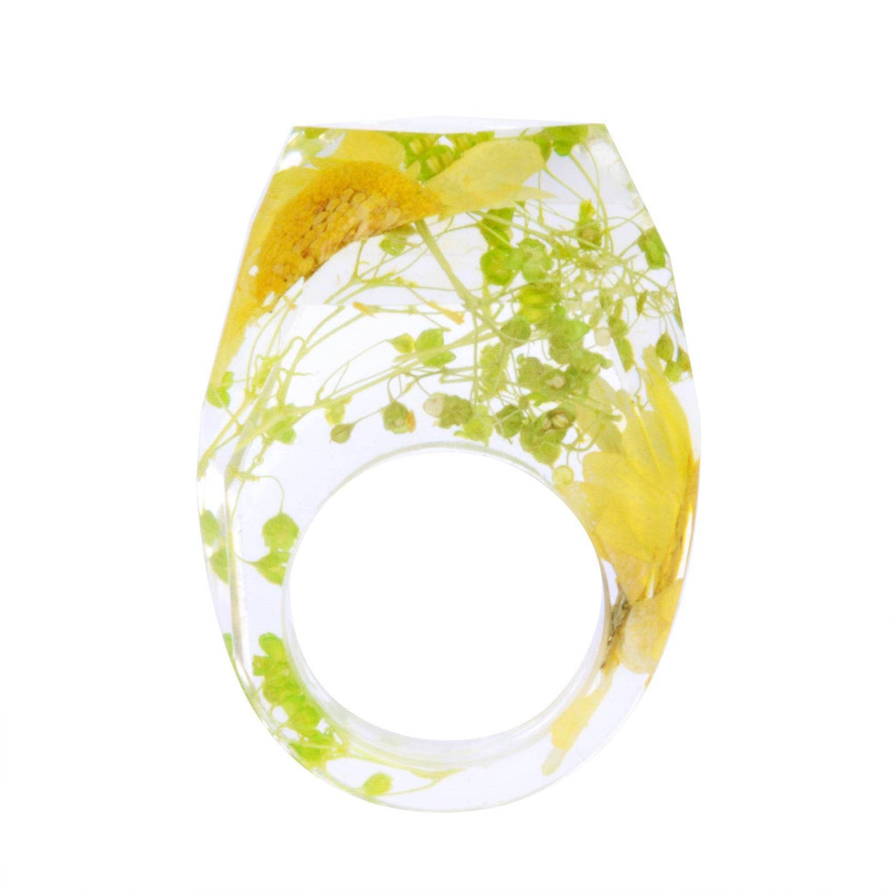 Dried Flower Resin Forest Handmade Dried Flower Epoxy Ring - EX-STOCK Canada