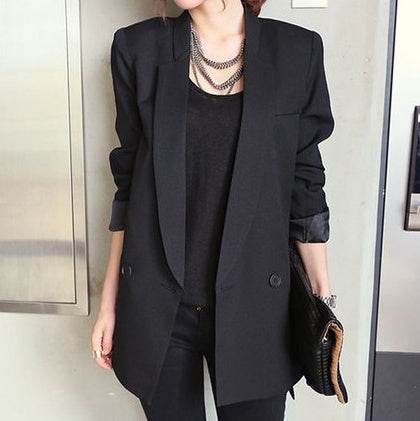 Solid Long Style Black Women Jacket and Blazer Female Notched Collar Asymmetrical Chic Ladies Blazers feminino - EX-STOCK Canada