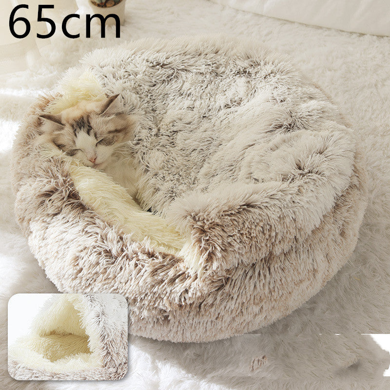 2 In 1 Dog And Cat Bed Pet Winter Bed Round Plush Warm Bed House Soft Long Plush Pets Bed Pet Products EX-STOCK Canada