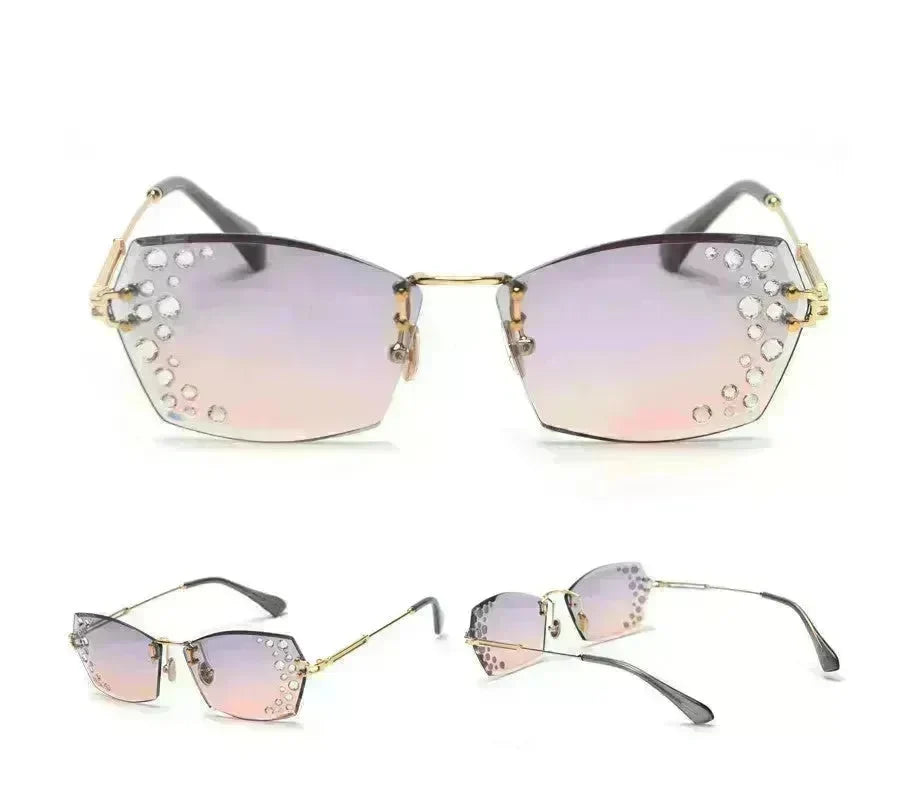 Fashion Trendy Classy Frameless Crystal Sunglasses Women Shades Rimless Rhinestone Sun Glasses Female diamonds Party Eyewear - EX-STOCK CANADA
