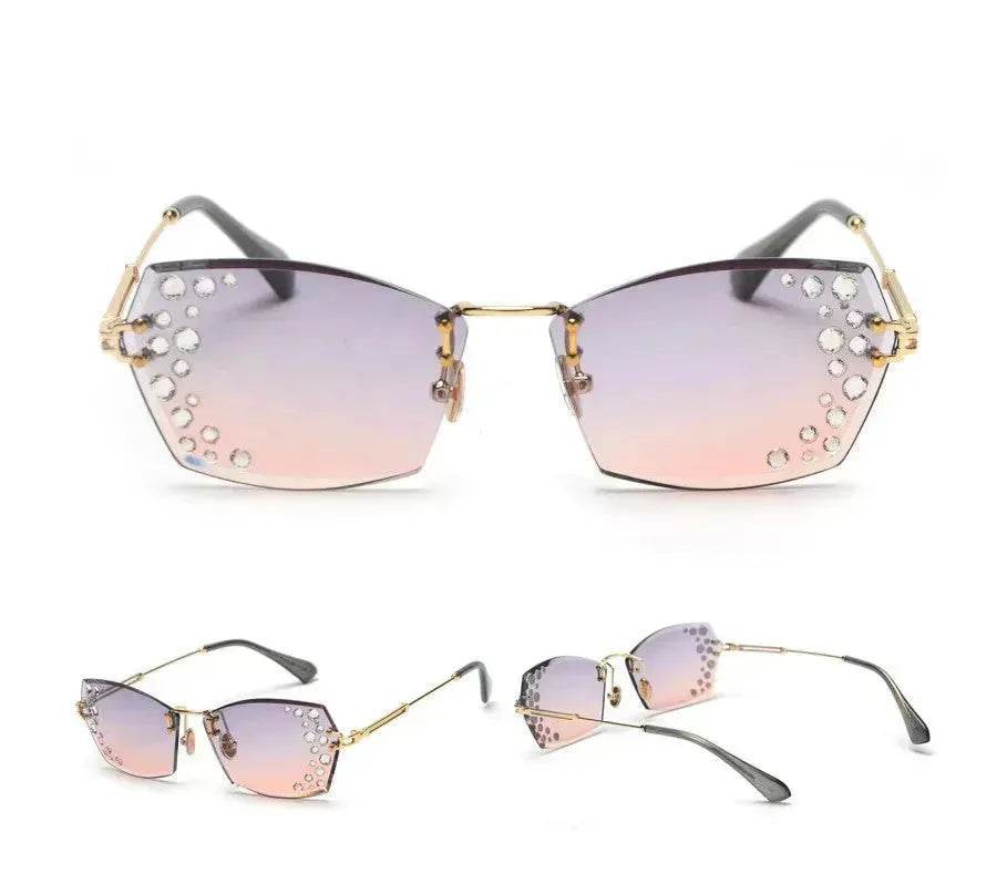 Fashion Trendy Classy Frameless Crystal Sunglasses Women Shades Rimless Rhinestone Sun Glasses Female diamonds Party Eyewear - EX-STOCK Canada