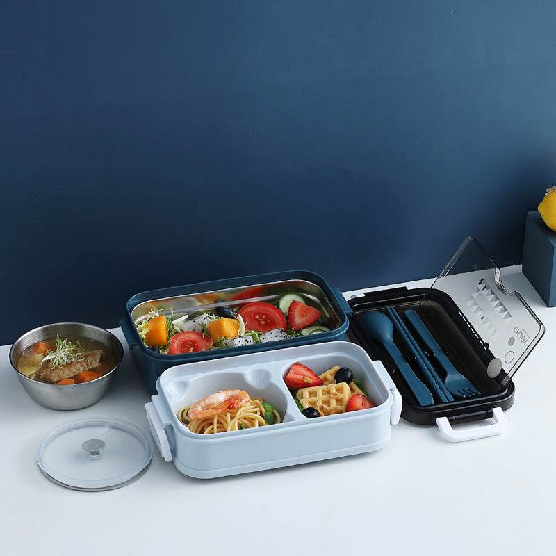 Insulated Stainless Steel Double-Layer Lunch Box for Work & School - EX-STOCK Canada