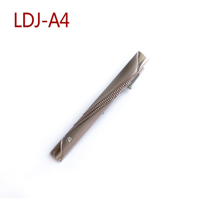 A metallic silver zipper hair clip, shown diagonally on a plain white background with red text 'LDJ-A4' in the top-left corner.