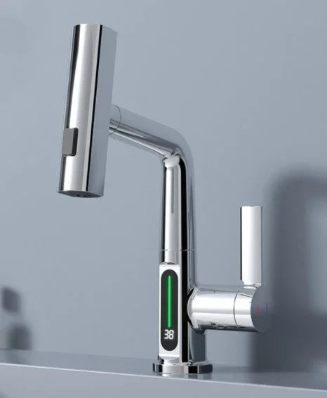 Intelligent Digital Display Faucet Pull-out Basin Faucet Temperature Digital Display Rotation EX-STOCK Canada