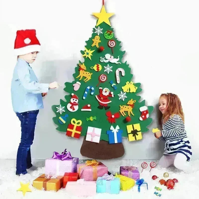 DIY Felt Christmas Tree New Year Toddler Kids Handmade Gift Toys Door Wall Hanging Ornaments Holiday Party Home Decor Set - EX-STOCK CANADA