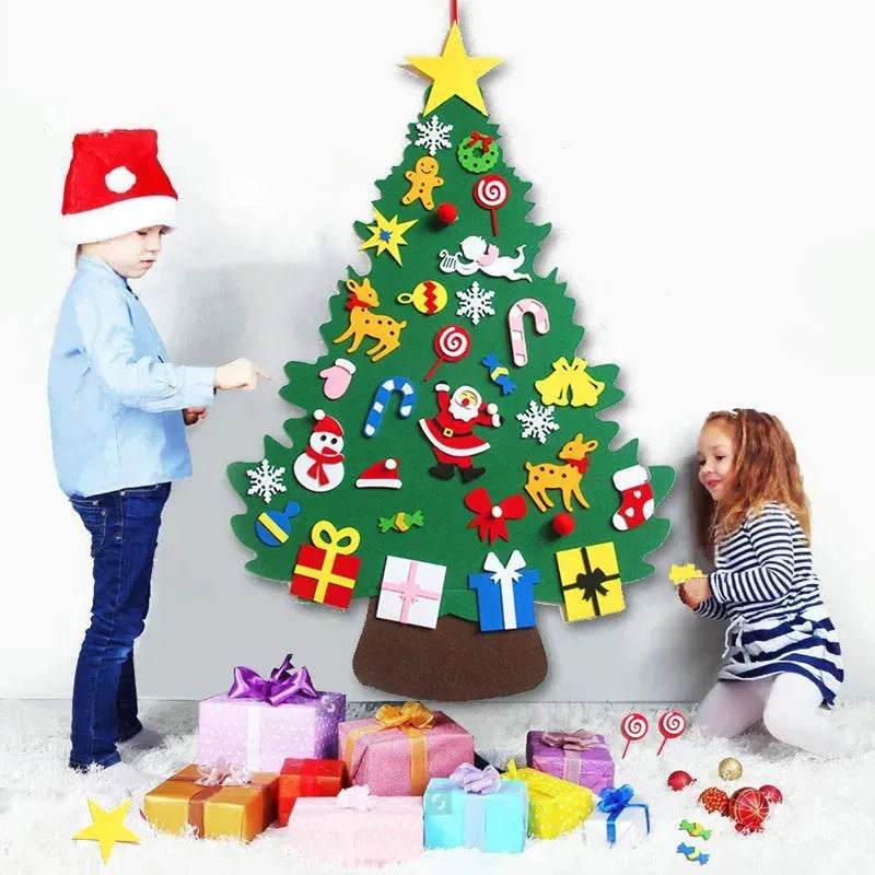 DIY Felt Christmas Tree New Year Toddler Kids Handmade Gift Toys Door Wall Hanging Ornaments Holiday Party Home Decor Set - EX-STOCK Canada