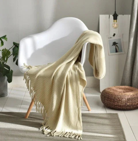 Petit plaid en tricot à franges, couverture pour sieste, couverture de canapéEX-STOCK Canada