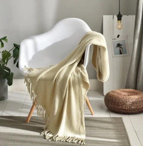 Fringed Knitted Small Blanket Napping Blanket Sofa Blanket EX-STOCK Canada