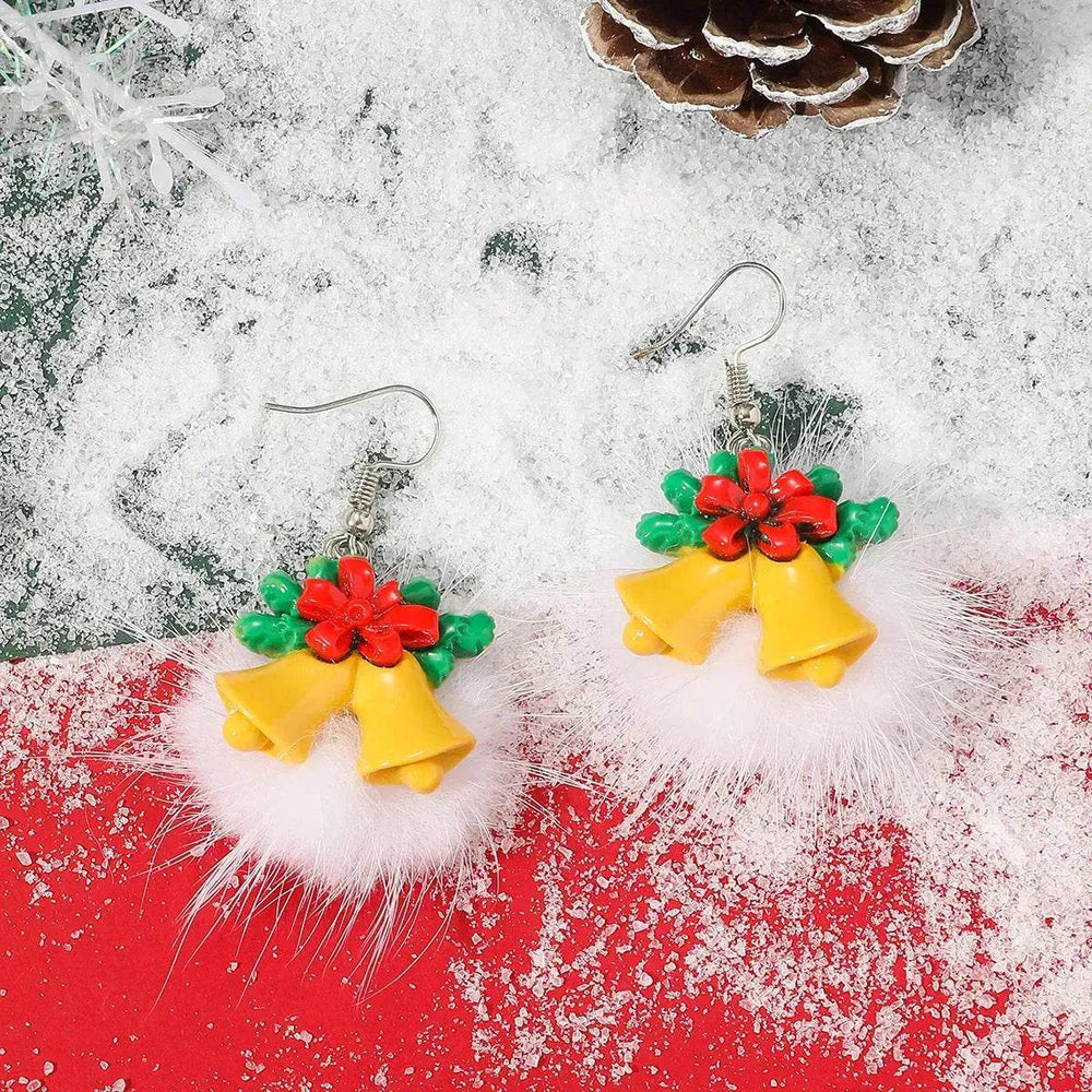 Winter Snowflake Hair Ball Earrings Ins Cute Christmas Elk Santa Claus Stock Element Earrings Women Jewelry - EX-STOCK Canada