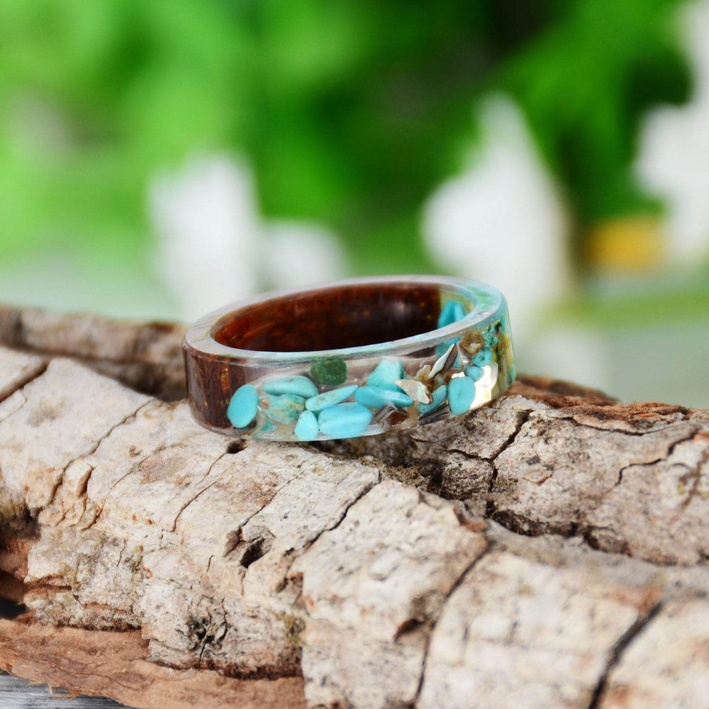 Handmade DIY romantic dry flower Real wood resin ring gold / silver paper inside ring women wedding party ring gifts for the lover - EX-STOCK Canada