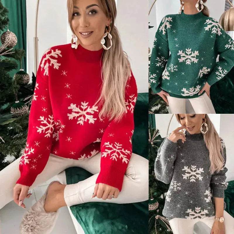 Fall Winter Knitted Cashmere Crewneck Ugly Christmas Sweater Pullover for women - EX-STOCK Canada