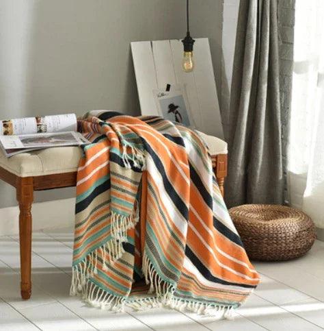 Fringed Knitted Small Blanket Napping Blanket Sofa Blanket EX-STOCK Canada