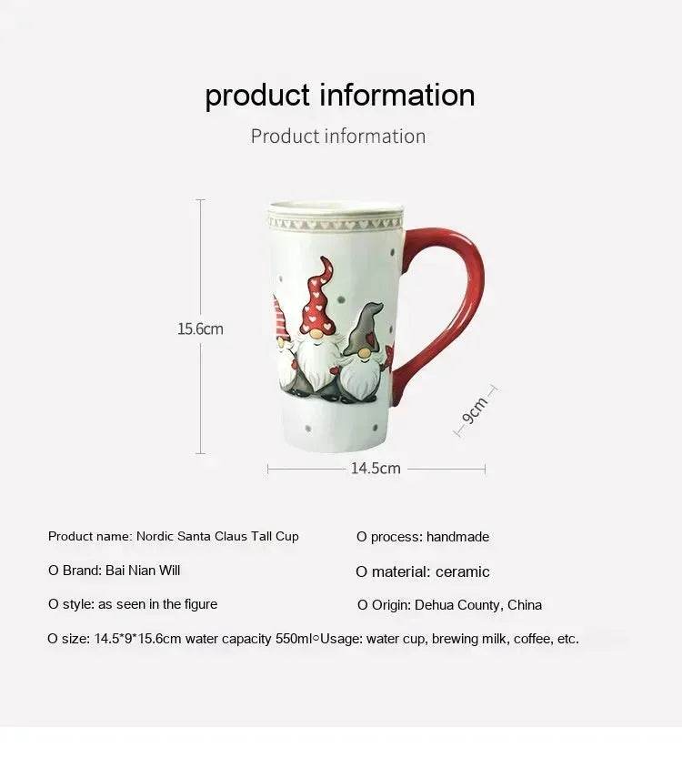 Christmas Large Capacity Nordic Christmas Tall Hat Ceramic Relief Mug Cup - EX-STOCK Canada
