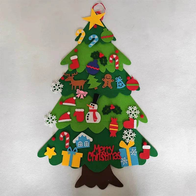 DIY Felt Christmas Tree New Year Toddler Kids Handmade Gift Toys Door Wall Hanging Ornaments Holiday Party Home Decor Set - EX-STOCK Canada