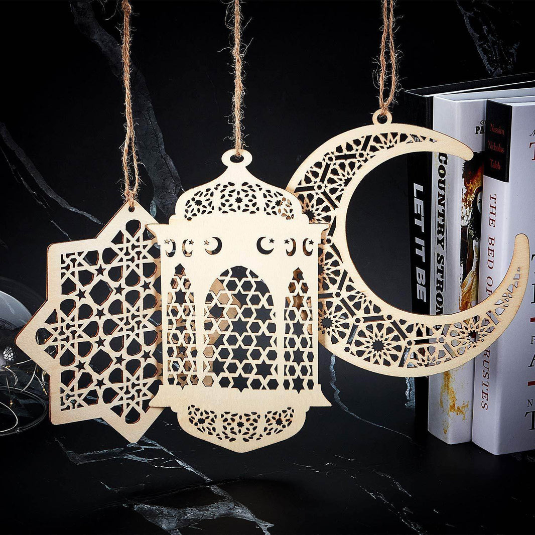 Eid Mubarak Pendant Desktop Wooden Decorative Ornament - EX-STOCK Canada