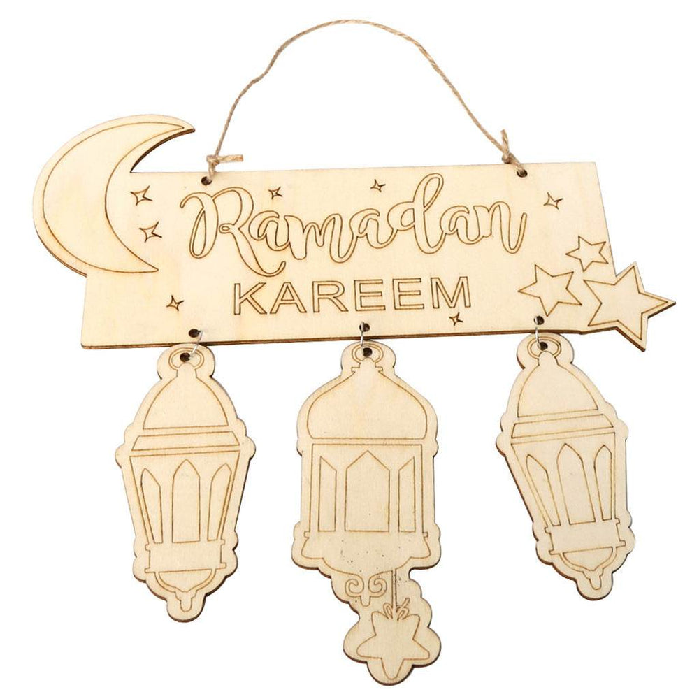 Wooden Crafts Hanging Pendants Eid Mubarak Home Ramadan Decorations - EX-STOCK Canada