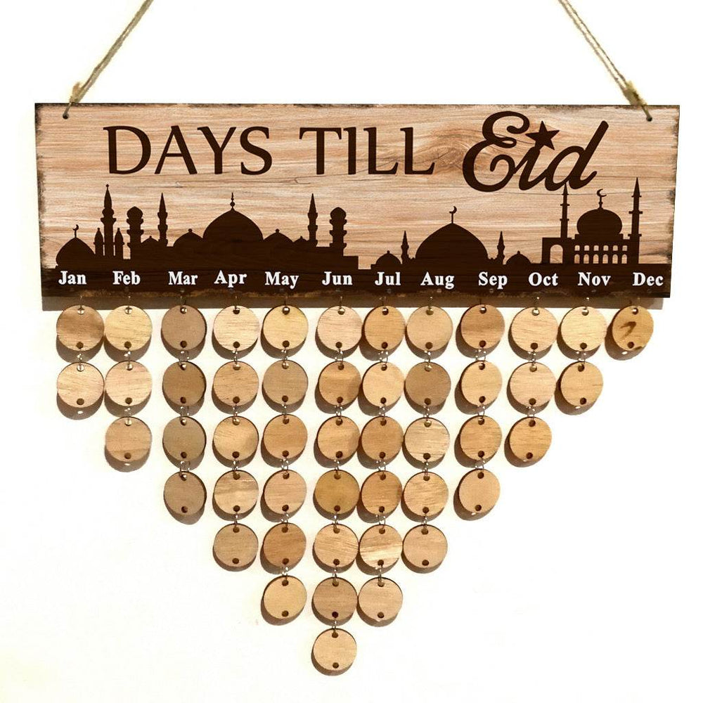 Eid Mubarak Home Decoration Wooden Calendar Listing Ramadan Decor Plaques - EX-STOCK Canada