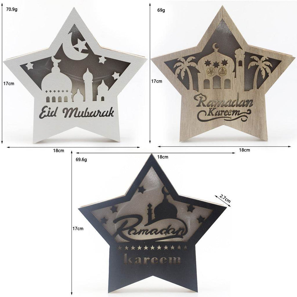 Eid Mubarak Ramadan Gurban Festival Five-pointed Star With LED Lights Decoration - EX-STOCK Canada