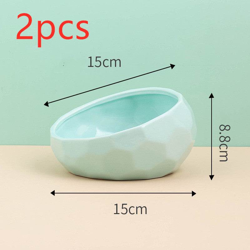 Pet Supplies Bowl Ceramic Cat Bowl Dog Bowl Oblique Mouth - EX-STOCK Canada