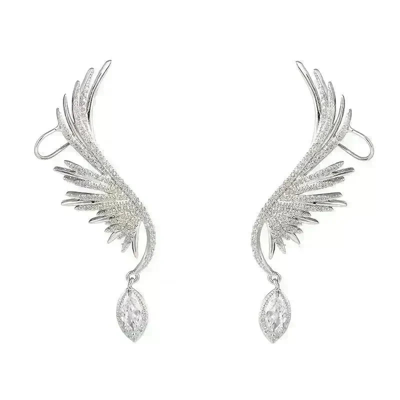 925 Silver Needle Angel Wings Personalized Ear Bone Clip Diamond Zircon Ear Row - EX-STOCK CANADA
