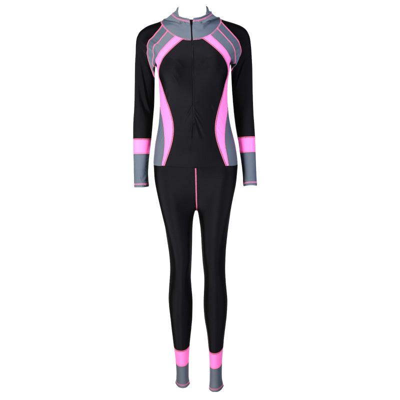 New Women One Piece Swimsuit Rash Guard Slim Long Sleeve