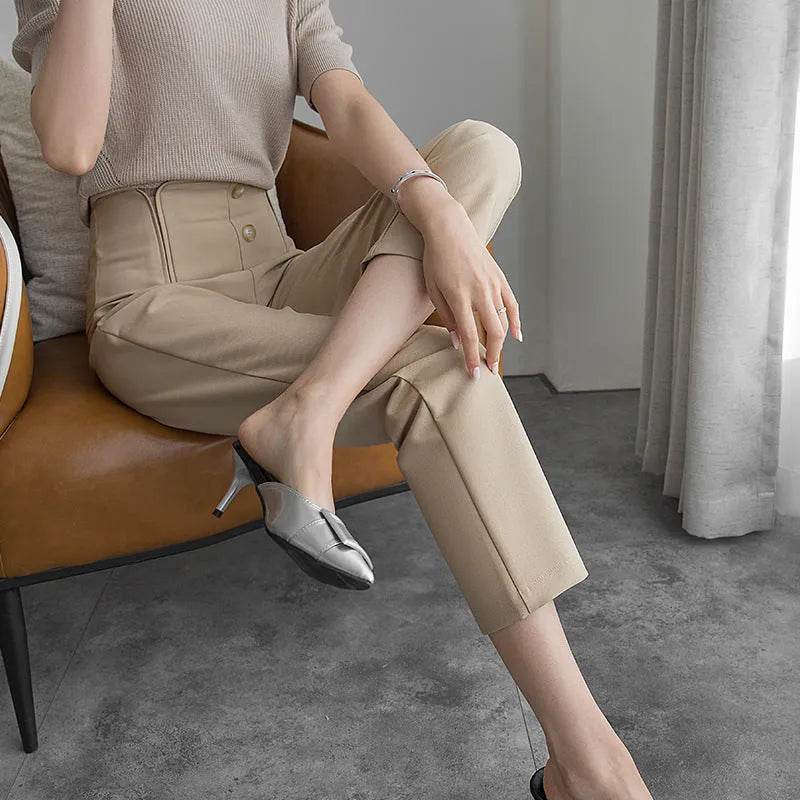 Petal Type Temperament High Waist Business Office Workwear Formal Trouser Pant Women - EX-STOCK Canada