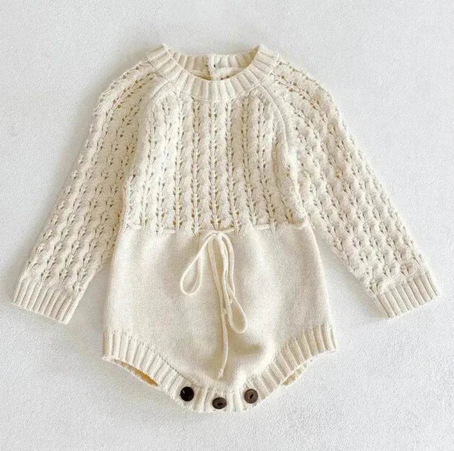 Girl Baby Knitted Hollow Waist Girdle Long Sleeves Harpy Dress Triangle Baby girl Casual wear - EX-STOCK Canada