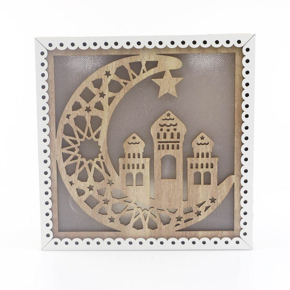 Wooden Eid Mubarak Ramadan Gulbang Square Decoration Crafts Ornaments - EX-STOCK Canada