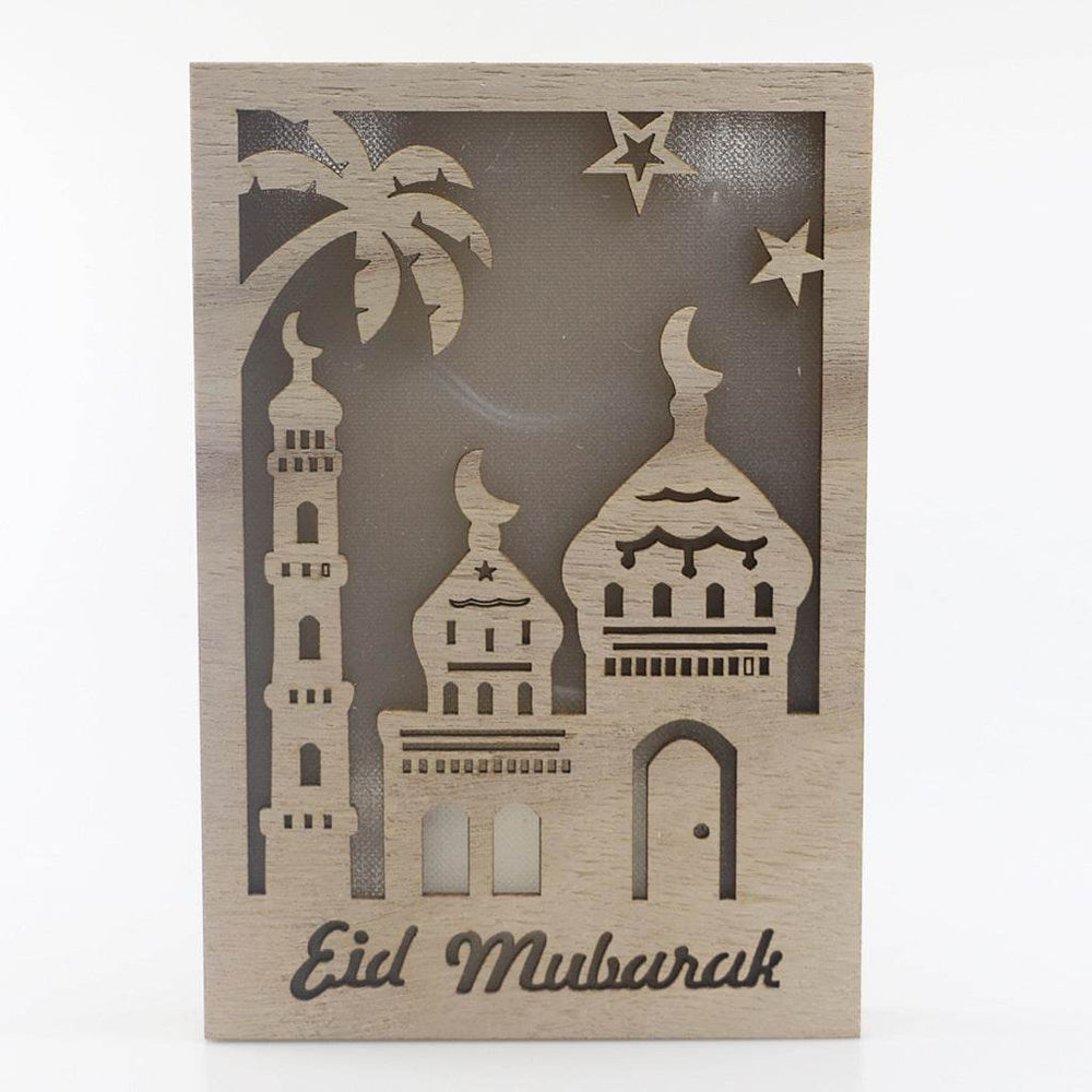 Wooden Eid Mubarak Ramadan Gulbang Square Decoration Crafts Ornaments - EX-STOCK Canada