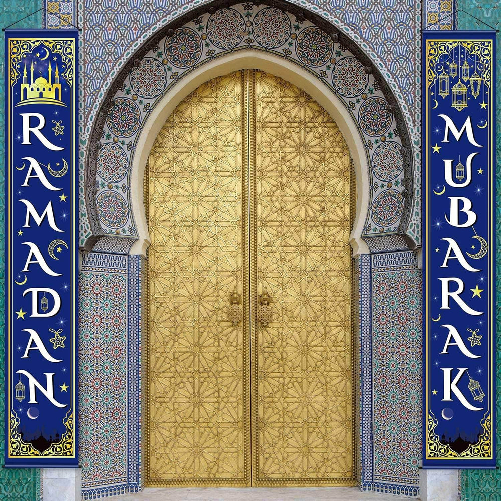 Eid Mubarak Couplet Festival Celebration Decoration Door Curtain Outdoor Ramadan Banner - EX-STOCK Canada