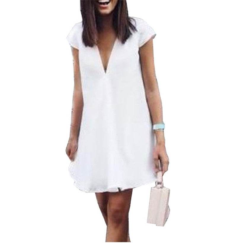 Women Casual summer day dresses V Neck summer mini dress - EX-STOCK Canada