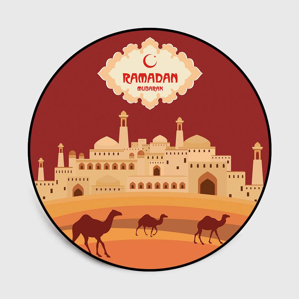Islamic Ramadan Festival Moon Camel Church Round Living Room Bedroom Floor Mat Carpet - EX-STOCK Canada