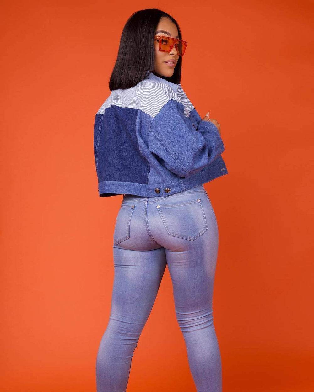 Casual Women Single Breasted Lapel Oversized Crop Denim Jacket - EX-STOCK Canada