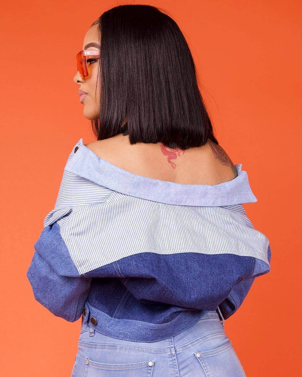 Casual Women Single Breasted Lapel Oversized Crop Denim Jacket - EX-STOCK Canada