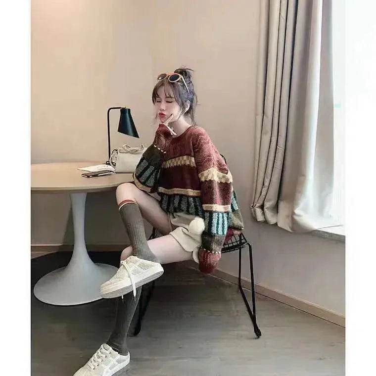New Trendy Winter Woolen Knitted Jacquard Pullover sweater for women - EX-STOCK Canada