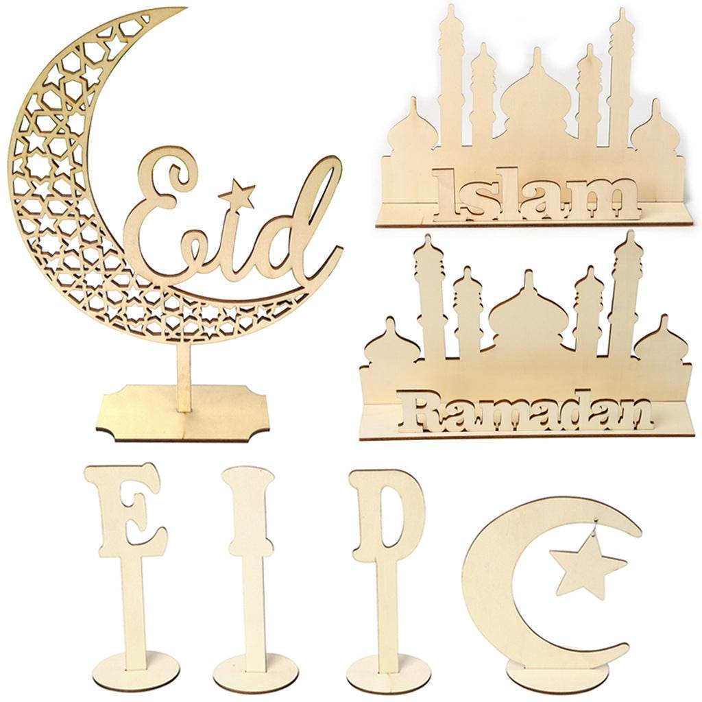 Muslim Eid Al-Fitr Decoration Craft Gifts Eid Mubarak Ramadan Wooden Ornaments - EX-STOCK Canada