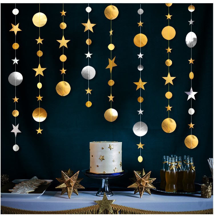 Eid Muabrak Decoration 4M Gold Black Paper Garland - EX-STOCK Canada