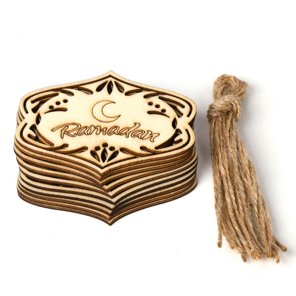 Wooden Small Pendants Creative Home Decoration Gurbang Eid Mubarak Wooden Crafts Ornaments - EX-STOCK Canada