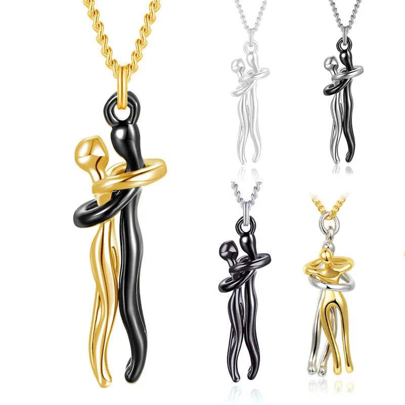 Hot Sale Affectionate Hug Necklace Couples Anniversary Valentine's Day Gift Fashion Punk Street Style Pendant Necklace - EX-STOCK Canada