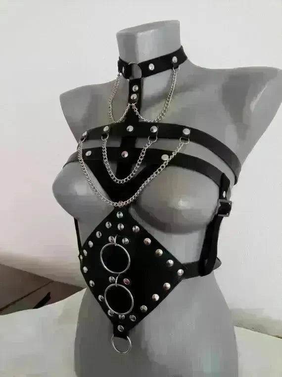 Pu Leather Erotic Fetish Dress Adult Erotic Camisole BDSM Sex Bondage Women Sex Body Strap wear Lingerie - EX-STOCK CANADA