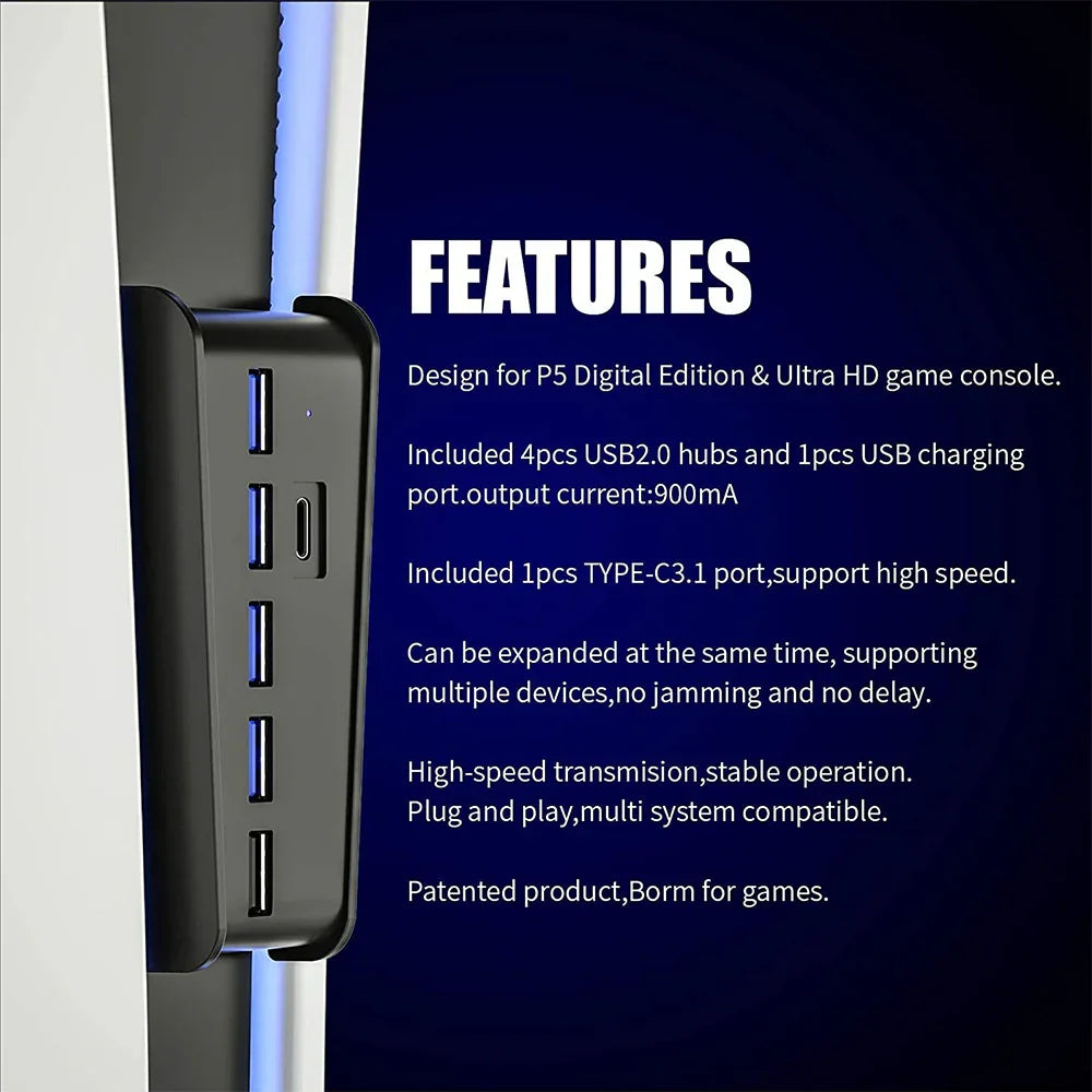 Ps5 Host Hub Converter P5Usb Hub Multi-Function High-Speed Transmission Ps5 EX-STOCK Canada
